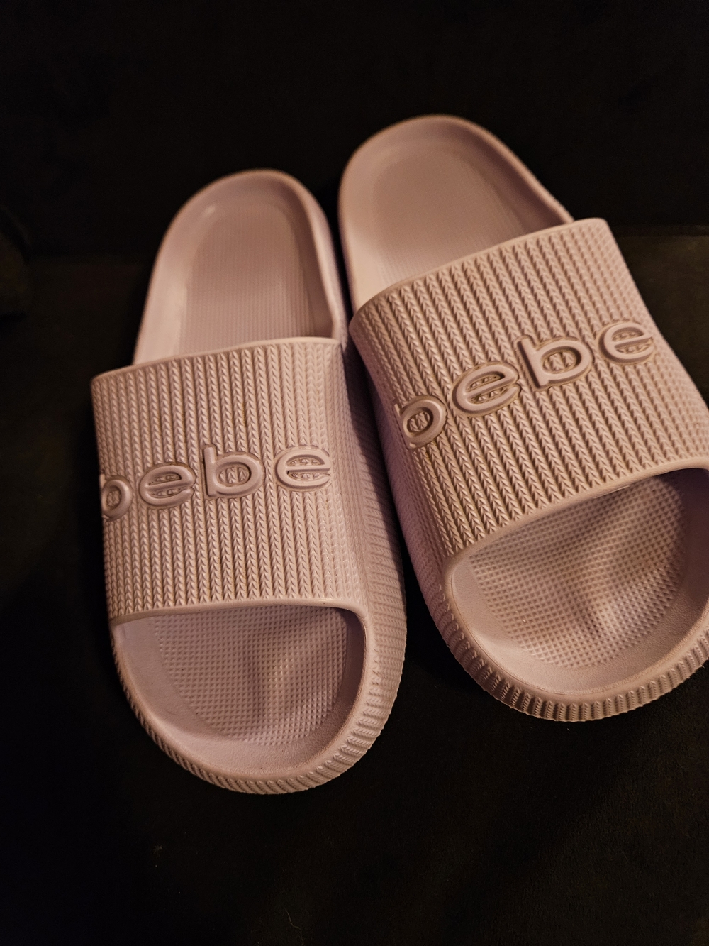 BEBE Pastel Lilac Slide Sandals
